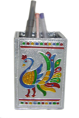 Rastogi Handicrafts 1 Compartments Aluminium Pen Holder(Silver)