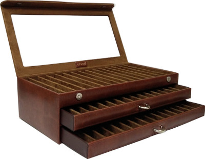 Essart 45 Compartments PU Leather Pen Stand(Tan)