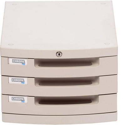 Chrome 3 Compartments Plastic File Cabinet Drawers(Grey)