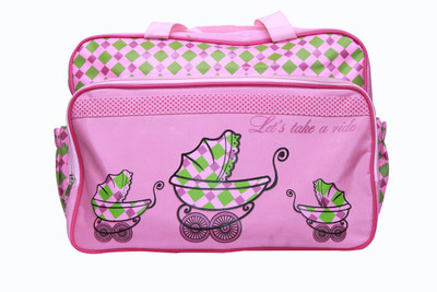 Kiwi Baby Pink Cot Print Diaper Bag(Multicolor)