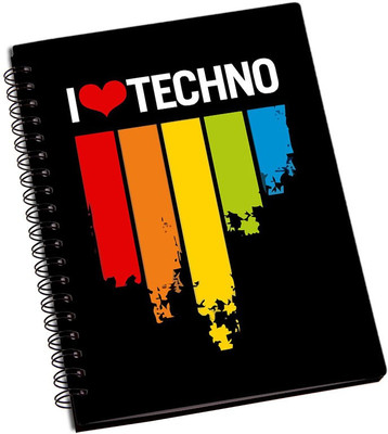 Rangeele Inkers A5 Notebook(I Love techno, Multicolor)