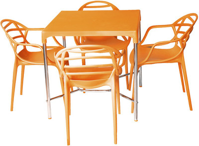 Cello Plastic 4 Seater Dining Set(Finish Color - Orange)