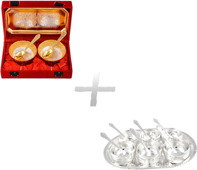 G S Museum Silver & Gold Plated 2 Mini Flower Bowl Set and Manchurian Bowl Set with Spoons Silver Plated Decorative Platter(Silver, Pack of 18)
G S Museum Silver & Gold Plated 2 Mini Flower Bowl Set and Manchurian Bowl Set with Spoons Silver Plated Decorative Platter(Silver, Pack of 18)