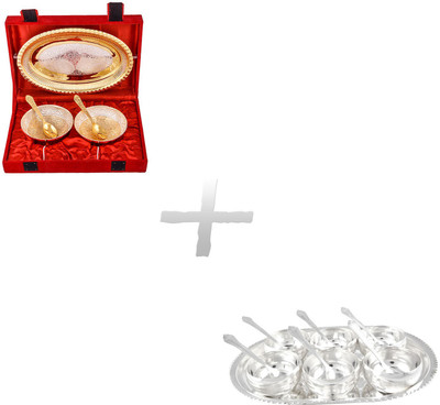 G S Museum Silver & Gold Plated 2 Heavy Flower Bowl Set and Manchurian Bowl Set with Spoons Silver Plated Decorative Platter(Silver, Pack of 18)
G S Museum Silver & Gold Plated 2 Heavy Flower Bowl Set and Manchurian Bowl Set with Spoons Silver Plated Decorative Platter(Silver, Pack of 18)