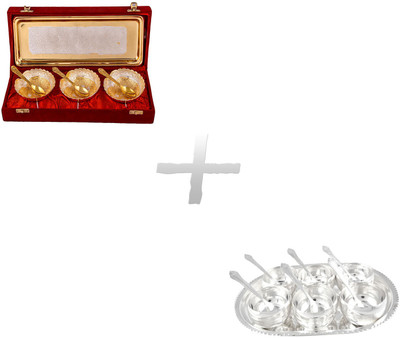 G S Museum Silver & Gold Plated 3 Heavy Dil Bowl Set and Manchurian Bowl Set with Spoons Silver Plated Decorative Platter(Silver, Pack of 20)
G S Museum Silver & Gold Plated 3 Heavy Dil Bowl Set and Manchurian Bowl Set with Spoons Silver Plated Decorative Platter(Silver, Pack of 20)