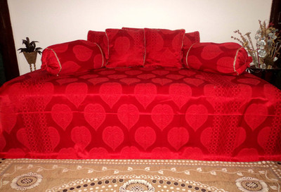 Amita Home Furnishing Silk Floral Diwan Set