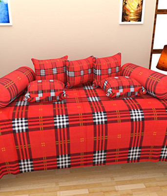 Aashiyana Sajona Cotton Checkered Diwan Set, Red
