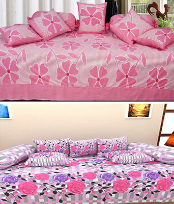 Shivkirpa Cotton Floral Diwan Set, Multi