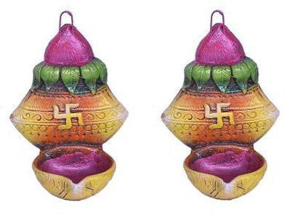 Indigo Creativs Handcrafted Beautiful Terracotta Shubh Kalash Designer Diya pair for doorway/ Wall Hanging Diwali Puja Decoration Decorative Showpiece - 12 cm(Earthenware, Multicolor)
Indigo Creativs Handcrafted Beautiful Terracotta Shubh Kalash Designer Diya pair for doorway/ Wall Hanging Diwali Puja Decoration Decorative Showpiece - 12 cm(Earthenware, Multicolor)