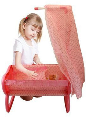 DimpleChild Princess Ba Cradle With Canopy With 12" Ba Pink(Multicolor)