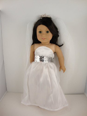 Olivia's Doll Closet Long White Wedding Gown With Silver Sequins On The Botice(White)
Olivia's Doll Closet Long White Wedding Gown With Silver Sequins On The Botice(White)