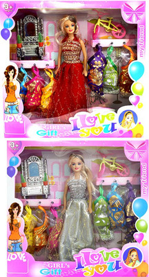 Amaya Pretty Fashion Doll448 Set Of 2(Multicolor)