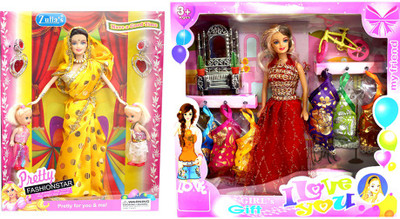 Amaya Pretty Fashion Doll360 Set Of 2(Multicolor)