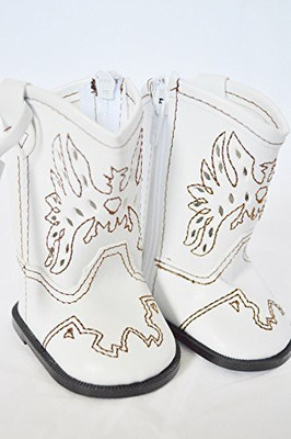 DollsHobbiesNMore White Cowgirl Boots For American Girl(White)
