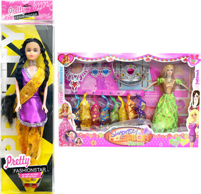 Amaya Pretty Fashion Doll79 Set Of 2(Multicolor)
