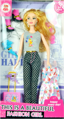 Deep Fashionable Barbie with Bag(Multicolor)