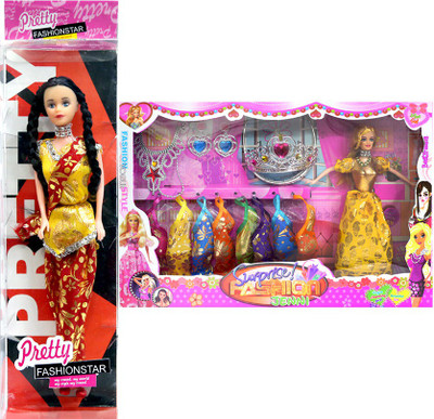 Amaya Pretty Fashion Doll46 Set Of 2(Multicolor)