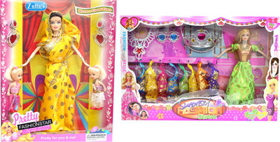Amaya Pretty Fashion Doll353 Set Of 2(Multicolor)