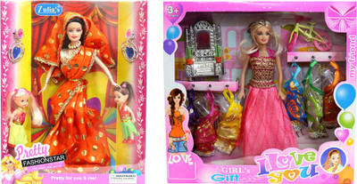 Amaya Pretty Fashion Doll298 Set Of 2(Multicolor)