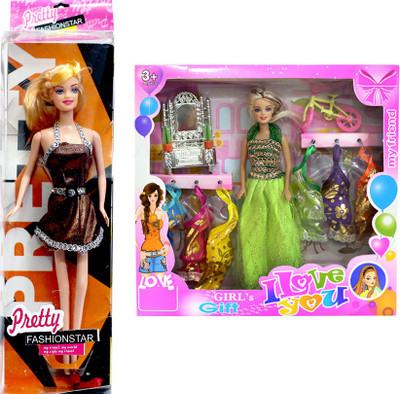 Amaya Pretty Fashion Doll245 Set Of 2(Multicolor)