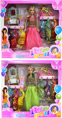Amaya Pretty Fashion Doll438 Set Of 2(Multicolor)