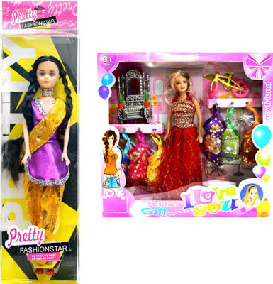 Amaya Pretty Fashion Doll86 Set Of 2(Multicolor)