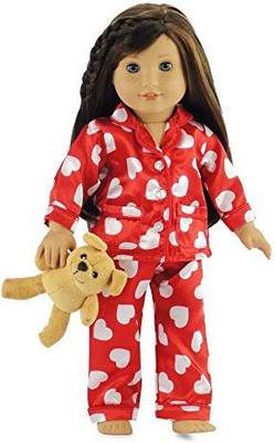 Emily Rose Doll Clothes 18 Inch Clothes Red & White Heart Pajamas With Teddy Bear(Red)
Emily Rose Doll Clothes 18 Inch Clothes Red & White Heart Pajamas With Teddy Bear(Red)