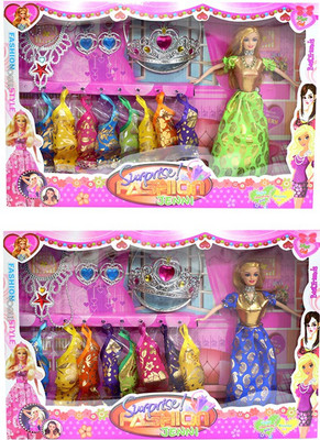 Amaya Pretty Fashion Doll391 Set Of 2(Multicolor)