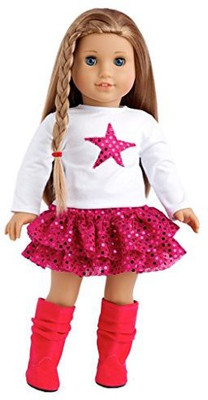 DreamWorld Collections Pink Star - White Blouse with Pink Star, Pink Sequin Ruffle Skirt and Hot Pink Boots - 18 Inch American Girl Doll Clothes(Multicolor)
DreamWorld Collections Pink Star - White Blouse with Pink Star, Pink Sequin Ruffle Skirt and Hot Pink Boots - 18 Inch American Girl Doll Clothes(Multicolor)