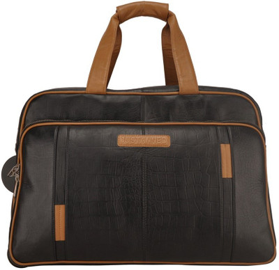 Justanned 20 inch/52 cm Leather Duffel Bag Duffel Strolley Bag(Black)