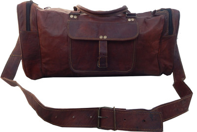 Shiny Collection 20 inch/51 cm 100% Goat Leather Travel Duffel Bag(Brown)
