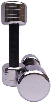 National Fitness Round Edge With Rubber Grip Fixed Weight Dumbbell(2 kg), Chrome;black