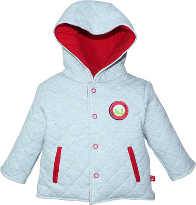 FS MINI KLUB Full Sleeve Checkered Baby Boys Quilted Jacket, Greymarlcombo