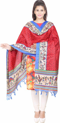 Kanheyas Art Silk Printed Women's Dupatta, Red