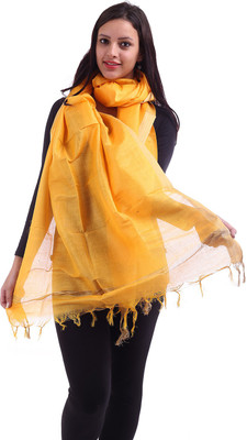 Inara Robes Silk Cotton Blend Solid Women's Dupatta, Gold;yellow