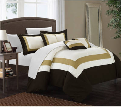 Bella Queen Cotton Duvet Cover(White, Black, Gold), Black;gold;white