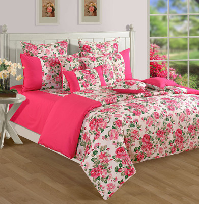 Swayam Queen Cotton Duvet Cover(Pink)