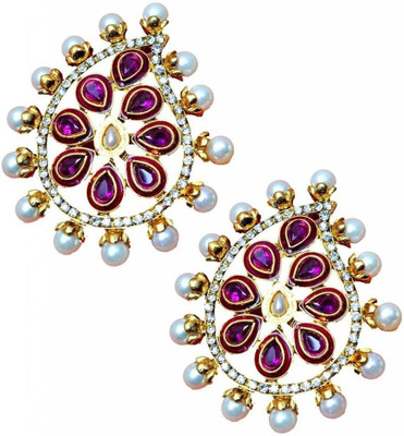 the jewelbox Paisley Flower Pearl Copper Stud Earring