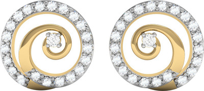 Vachya ERA Yellow Gold 14kt Diamond Stud Earring(Yellow Gold Plated)