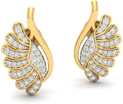 Jewels5 Penelope Yellow Gold 18kt Diamond Stud Earring(Rhodium Plated)