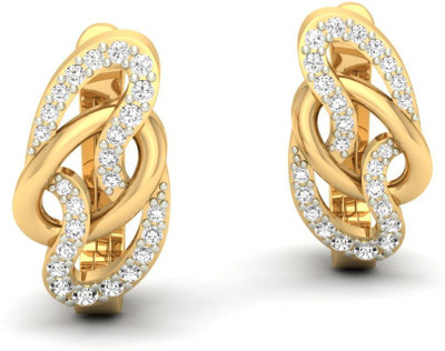 Jewels5 Duboisia Yellow Gold 14kt Diamond Hoop Earring(Rhodium Plated)
