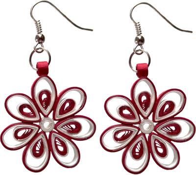 Designer's Collection Red White Beauty Paper Drop Earring