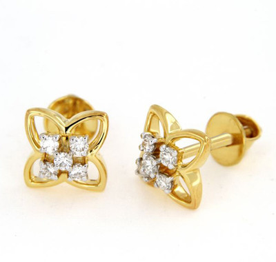 Anopchand Tilokchand Jewellers Lotus Cubic Zirconia Silver Stud Earring