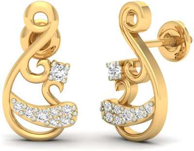Jewels5 Quinta Yellow Gold 18kt Diamond Stud Earring(Rhodium Plated)