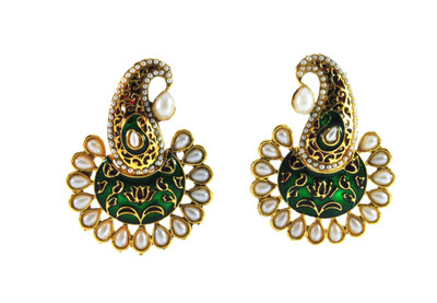 Joovaa Designer Pearl Metal Chandbali Earring