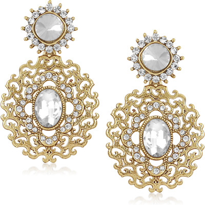 Meenaz Delicate Cubic Zirconia, Crystal Alloy Chandbali Earring