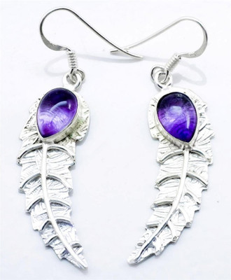 YugshaJewels Sparkling Amethyst Sterling Silver Dangle Earring