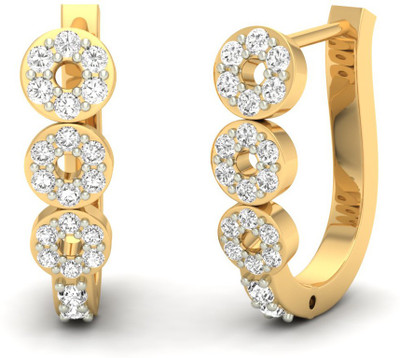 Jewels5 Monarda Yellow Gold 14kt Diamond Hoop Earring(Rhodium Plated)