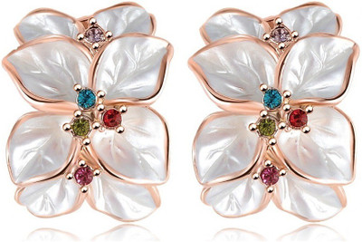 Aaishwarya White Floral Enamel Alloy Stud Earring