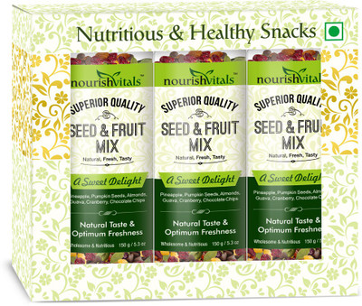 NourishVitals Nutritious Seed & Fruit Mix - A Sweet Delight - Breakfast / Snacks Trail Mix(150.0 g, Pack of 3)
NourishVitals Nutritious Seed & Fruit Mix - A Sweet Delight - Breakfast / Snacks Trail Mix(150.0 g, Pack of 3)